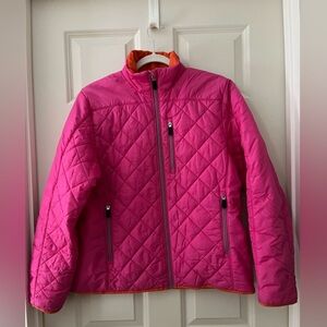 Women’s Land End Primaloft Quilted Puffer Jacket Pink Orange M 10-12 lightweight